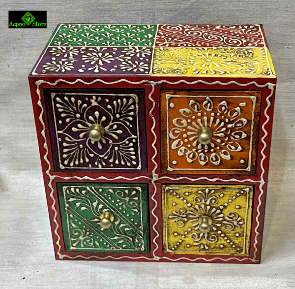 0003CRH-MINI 4 DRAWER MULTI COLOUR HAND PAINTED