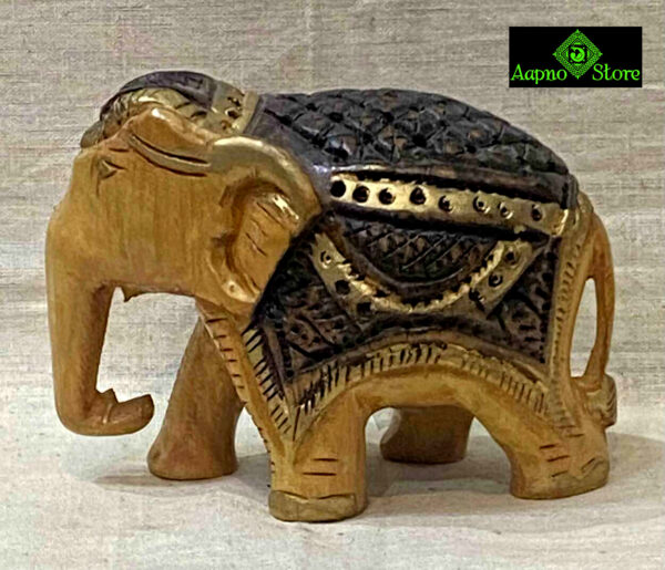 0040CRH- 3" WOODEN ELEPHANT CARVED HALF ANTIQUE LOOK