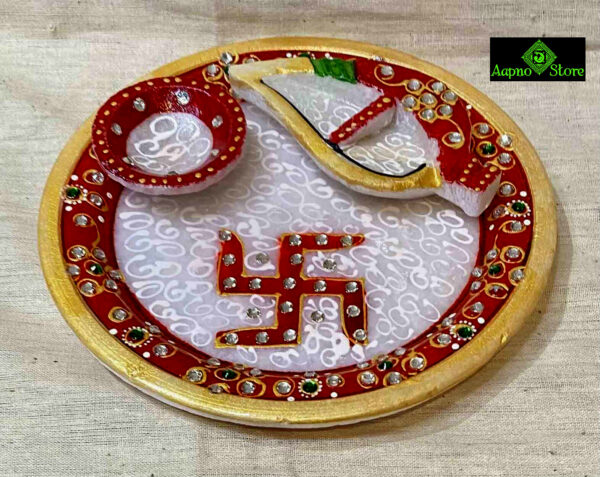 0060CRH- 6" MARBLE POOJA PLATE / THALI