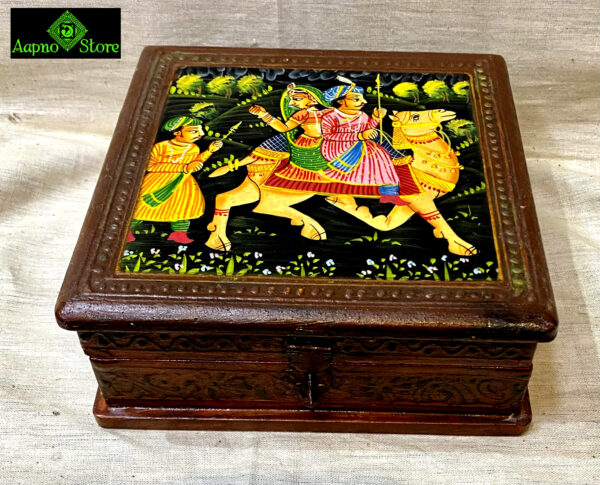 0062CRH- 6" WOODEN BOX WITH FINE HAND PAINTED