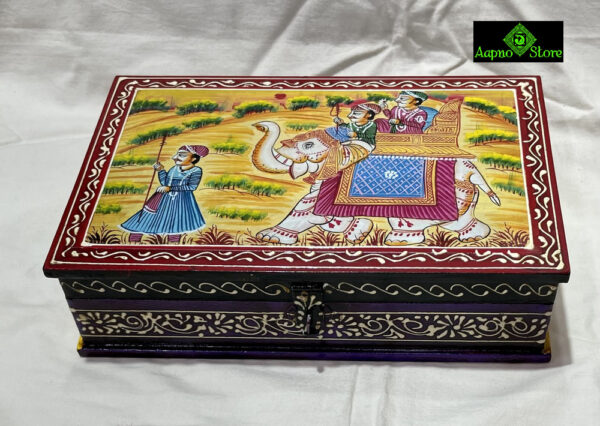 0295CRH- WOODEN 4 PARTITION BOX HAND PAINTED